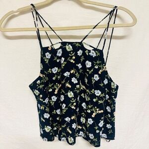 LF Seek the Label Strappy Navy Blue Floral Print Crop Top X-Small NWT‎